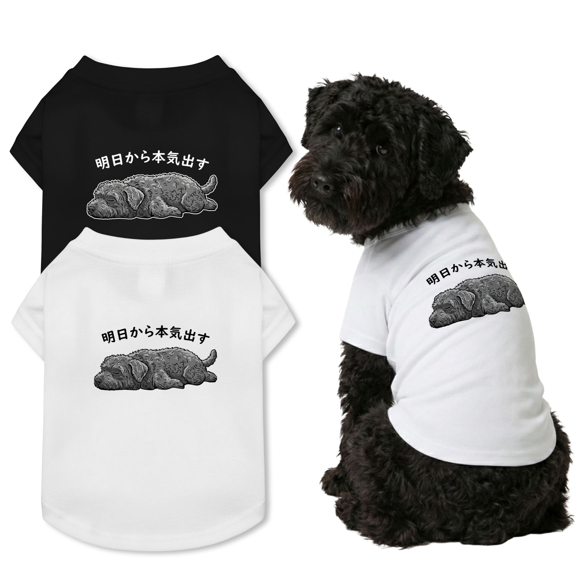 【犬種選べる・名前入れ可能】明日から本気だす 犬用Tシャツ 犬服|綿100%・小型~中型犬